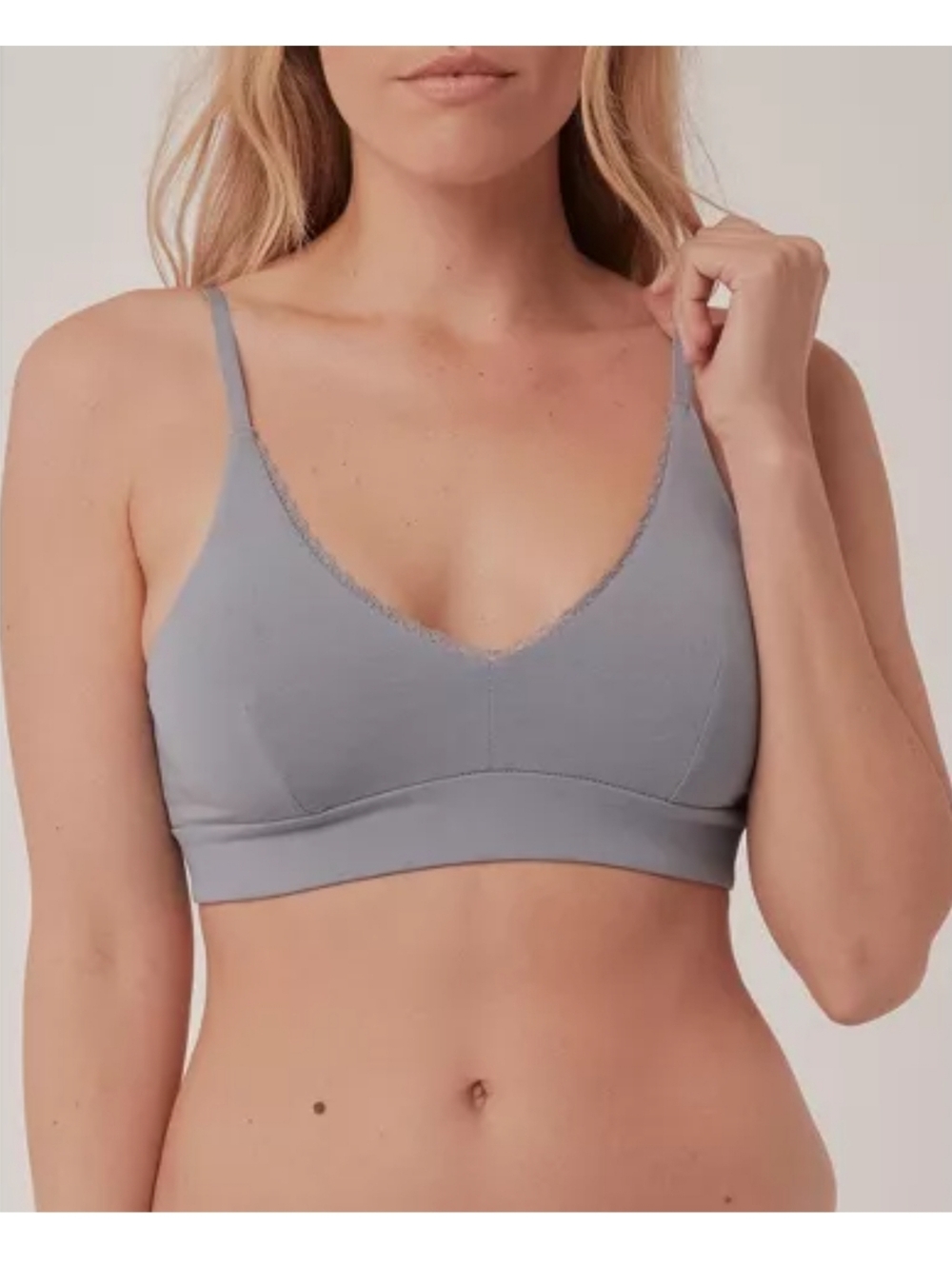 NWOT- Pact Organic- Light Blue Lace-Trim Wireless Bralette